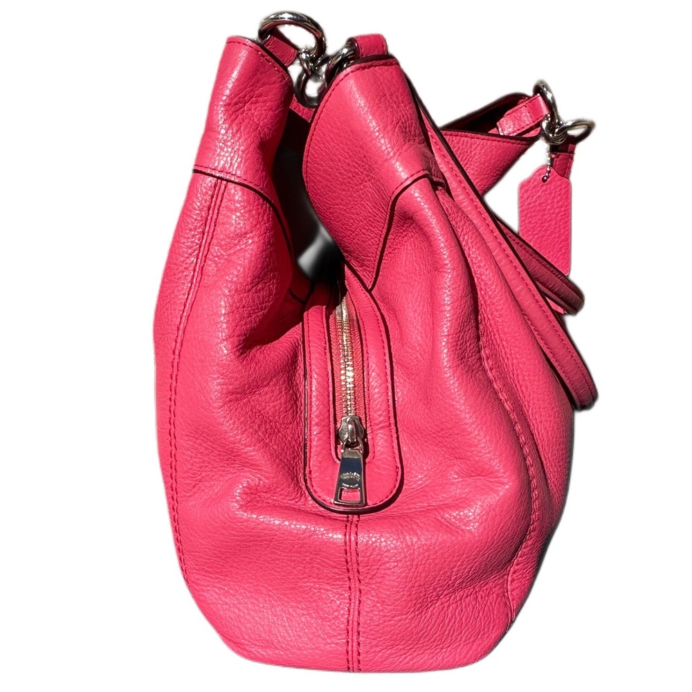 COACH LEXY Pink Oxblood Pebbled Leather Shoulder Tote Like Butter Soft 14x11x5D - Picture 14 of 16